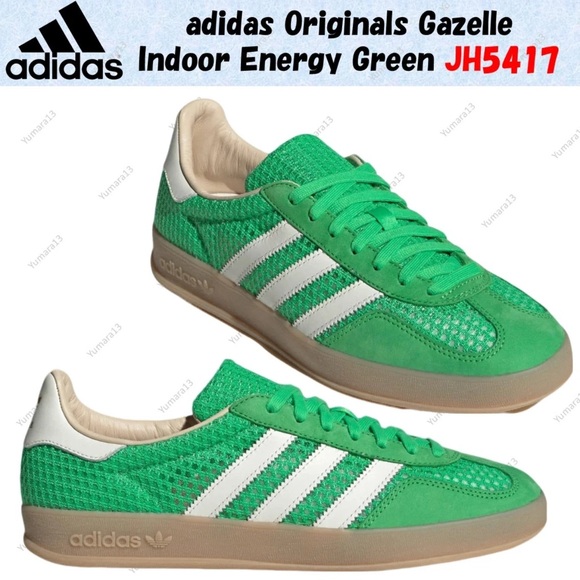 adidas Originals Mens Gazelle Indoor Mesh JH5417 Energy Green Shoes Sneakers New